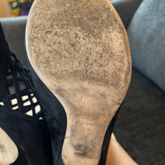 Jimmy Choo Black Suede Drift Cutout Booties - Picture 4 of 9